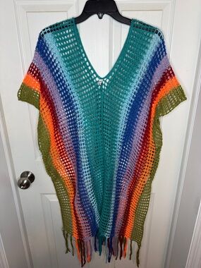 EUC Blakely Multicolor Crochet Beach Coverup